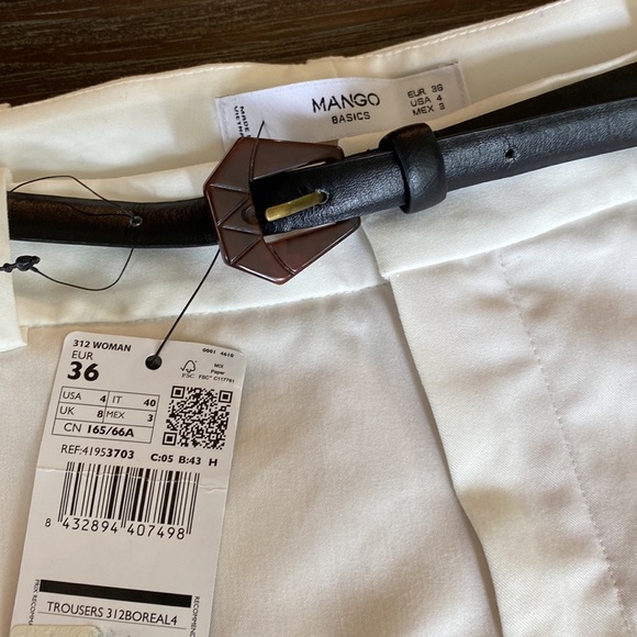 Mango ladies, creamy white dress, pant in size 4 with cuffed hem. - Picture 4 of 10